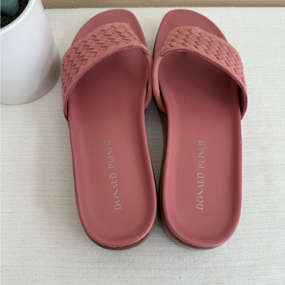 New Donald Pliner Mauve Pink Woven Leather Slide Sandals - Picture 7 of 13
